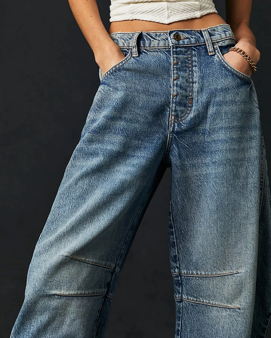 We The Free Good Luck Mid-Rise Barrel Jeans - Ultra Light Beam - Image 3