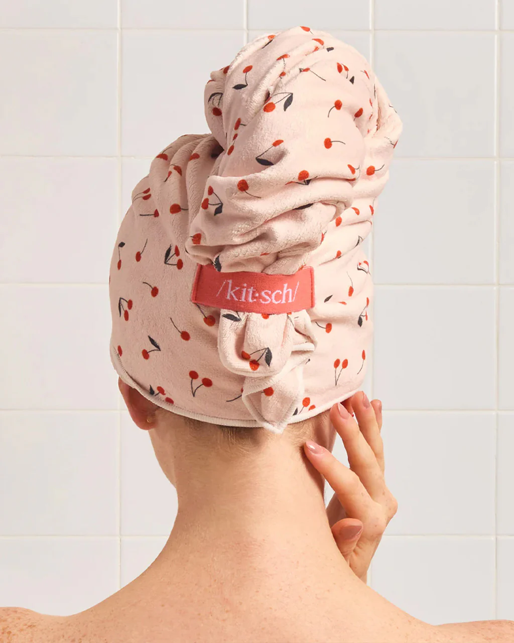 XL Hair Towel Wrap - Cherry Print - Image 3