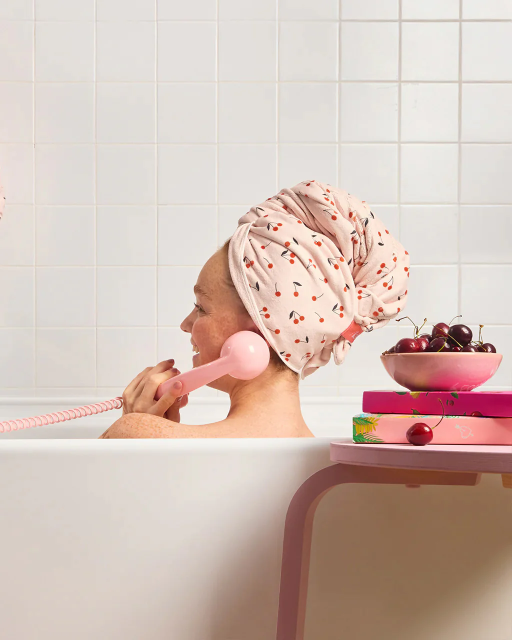 XL Hair Towel Wrap - Cherry Print - Image 4