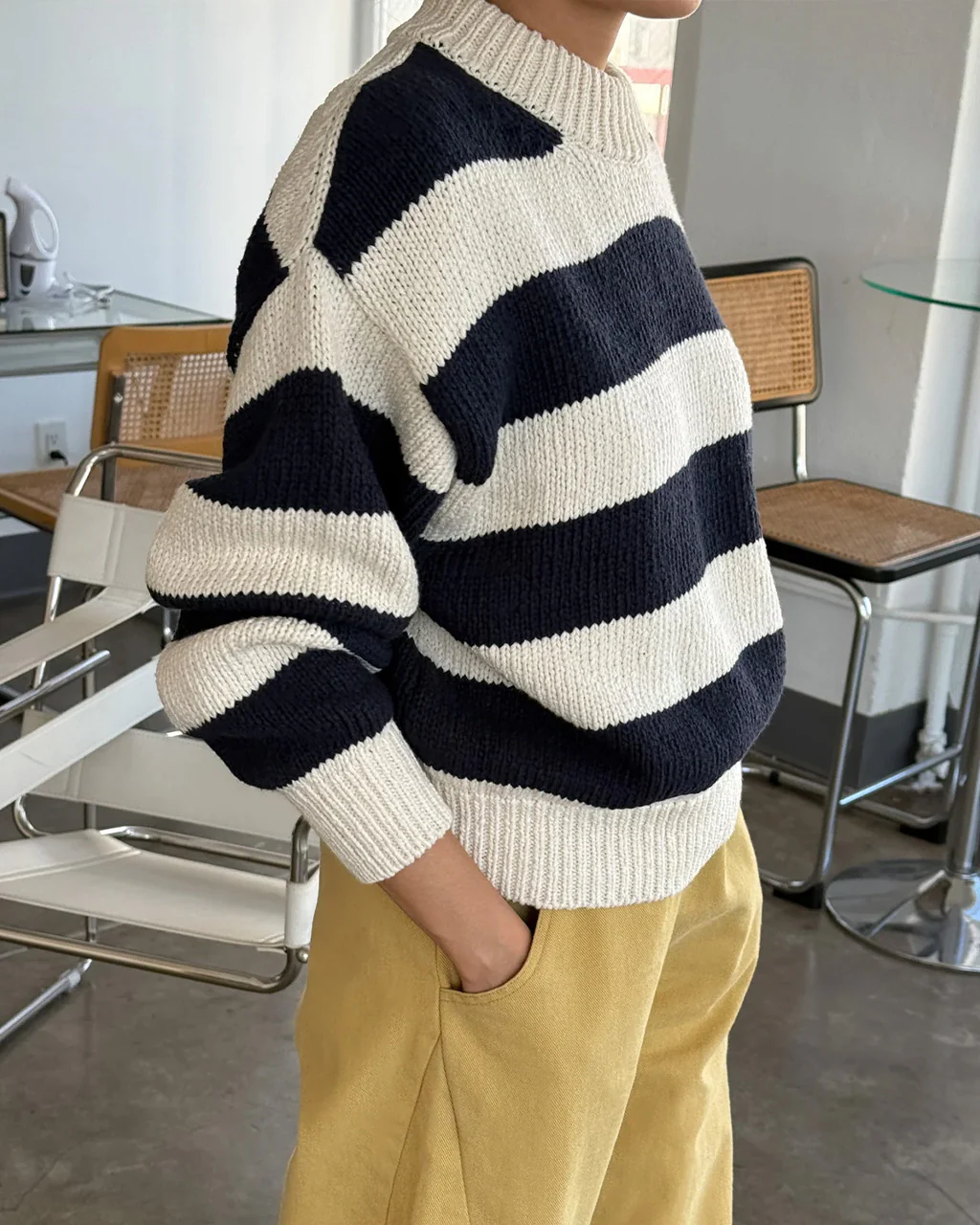 Zoe Sweater - Navy Stripe - Image 2